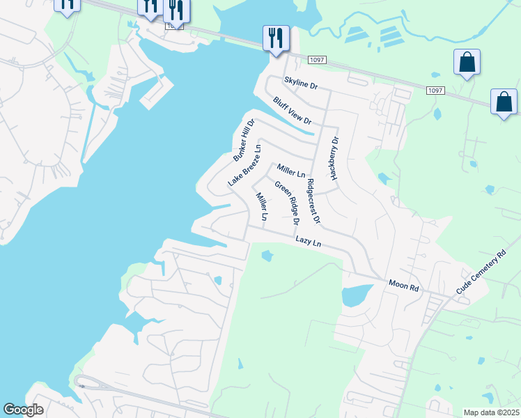 map of restaurants, bars, coffee shops, grocery stores, and more near 13546 Miller Lane in Willis