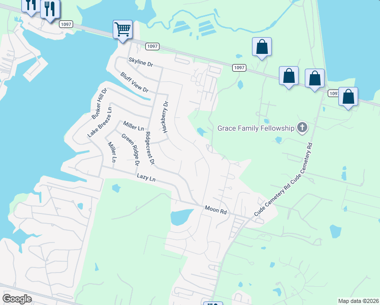 map of restaurants, bars, coffee shops, grocery stores, and more near 529 Lake Conroe Hills Drive in Willis