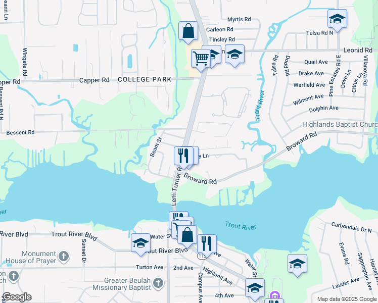 map of restaurants, bars, coffee shops, grocery stores, and more near 2990 Calebs Cove Way in Jacksonville
