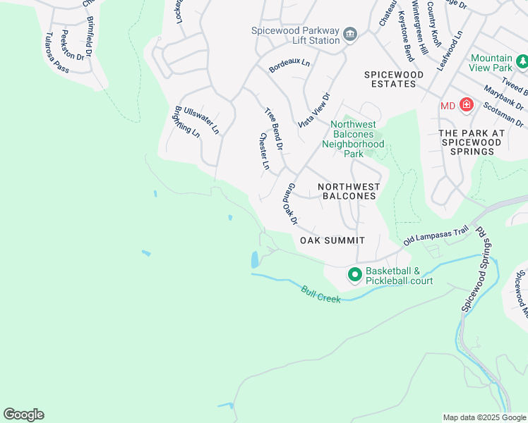 map of restaurants, bars, coffee shops, grocery stores, and more near 9801 Tree Bend Cove in Austin