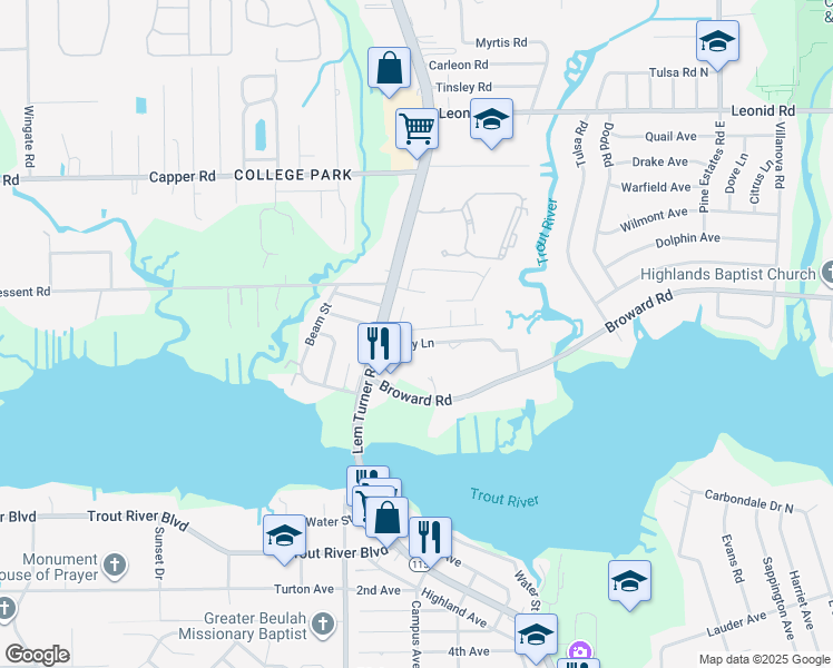 map of restaurants, bars, coffee shops, grocery stores, and more near 2942 Calebs Cove Way in Jacksonville