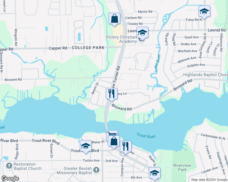 map of restaurants, bars, coffee shops, grocery stores, and more near 2996 Calebs Cove Way in Jacksonville