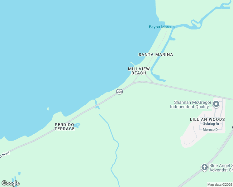 map of restaurants, bars, coffee shops, grocery stores, and more near 9541 Lillian Highway in Pensacola