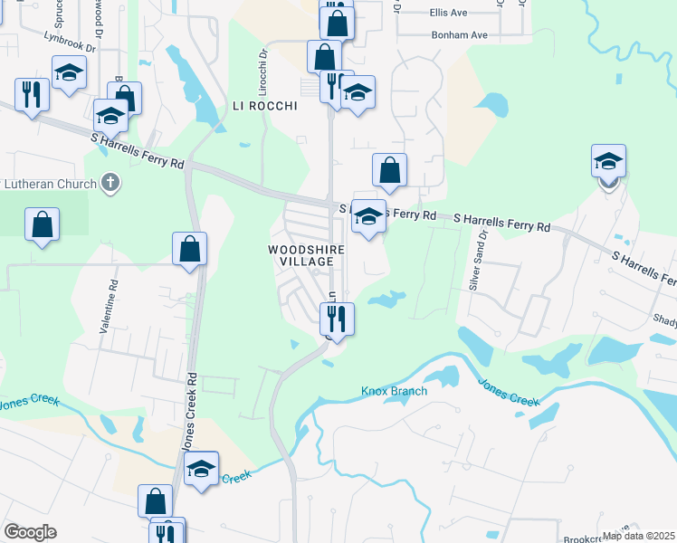 map of restaurants, bars, coffee shops, grocery stores, and more near 16166 South Harrells Ferry Road in Baton Rouge