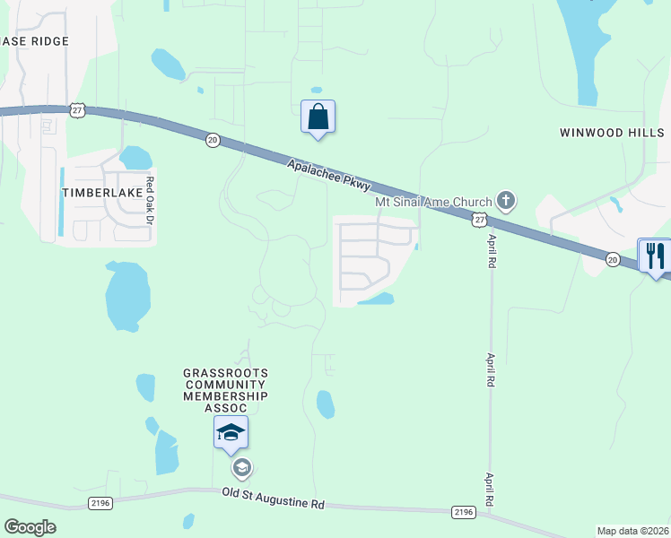 map of restaurants, bars, coffee shops, grocery stores, and more near 2862 Hampton Meadow Drive in Tallahassee