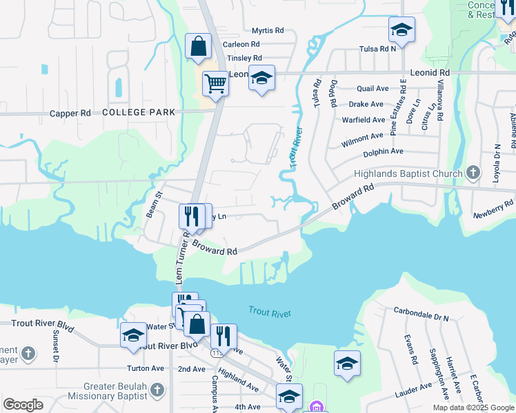 map of restaurants, bars, coffee shops, grocery stores, and more near 2816 Calebs Cove Way in Jacksonville