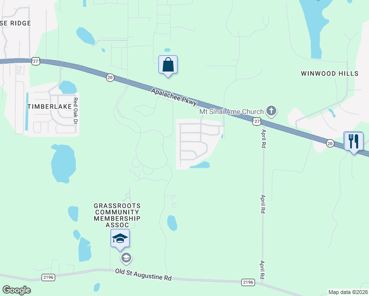 map of restaurants, bars, coffee shops, grocery stores, and more near 5504 Hampton Oak Place in Tallahassee