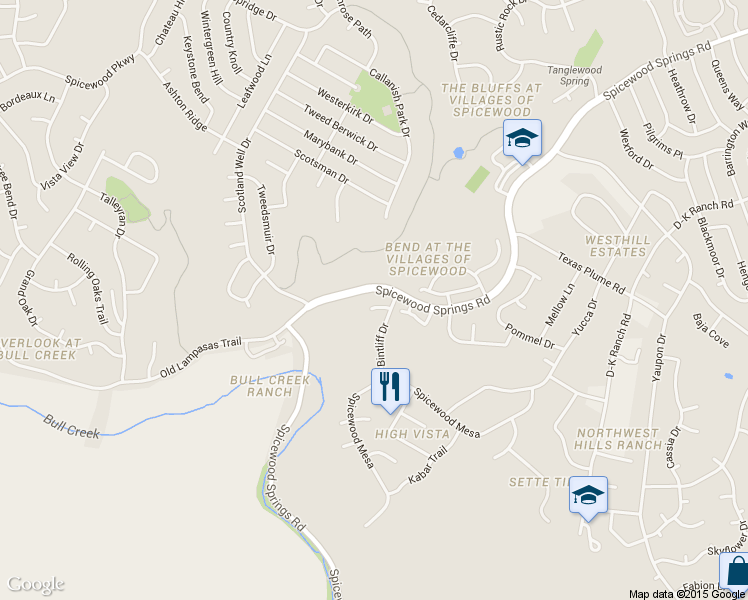 map of restaurants, bars, coffee shops, grocery stores, and more near 8612 Toro Creek Cove in Austin