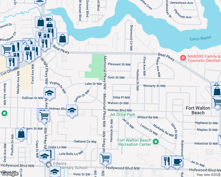 map of restaurants, bars, coffee shops, grocery stores, and more near 118 Maurice Avenue Northwest in Fort Walton Beach