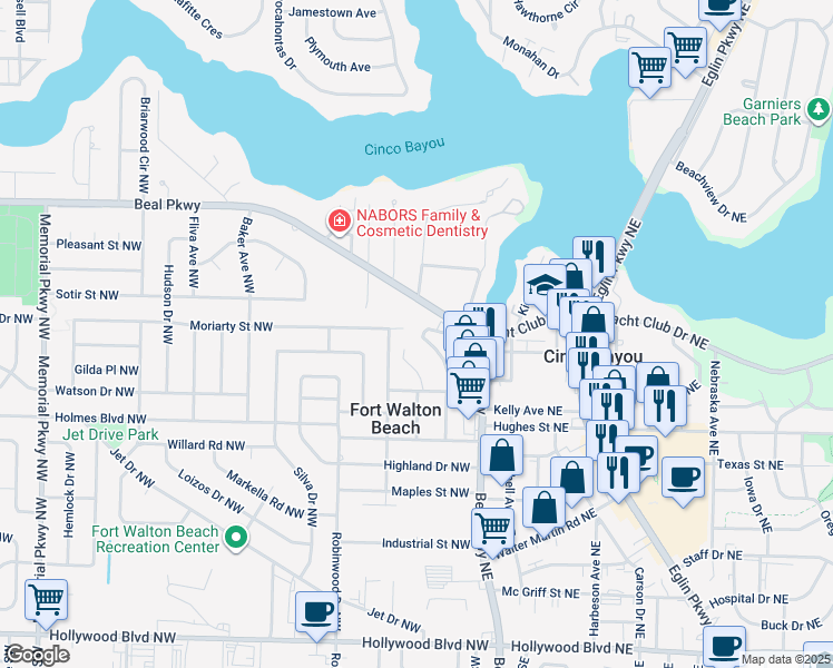 map of restaurants, bars, coffee shops, grocery stores, and more near 148 Alabama Avenue Northwest in Fort Walton Beach