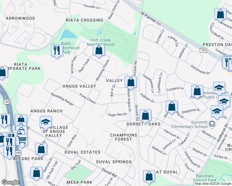 map of restaurants, bars, coffee shops, grocery stores, and more near 5002 Saddle Drive in Austin