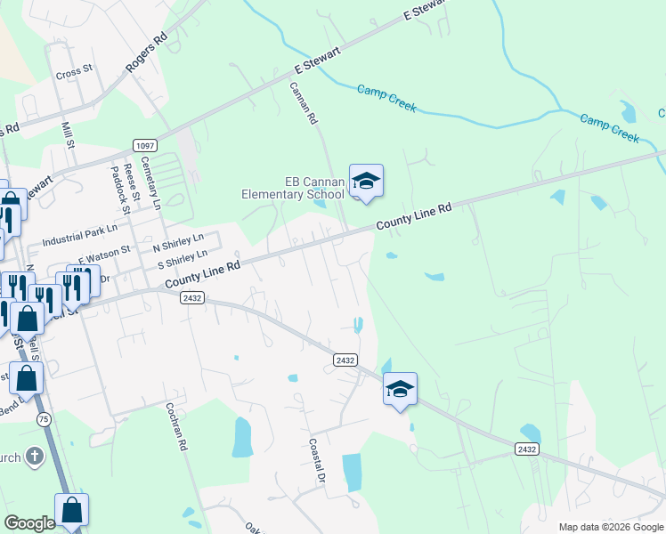 map of restaurants, bars, coffee shops, grocery stores, and more near 12664 Robin Lane in Willis