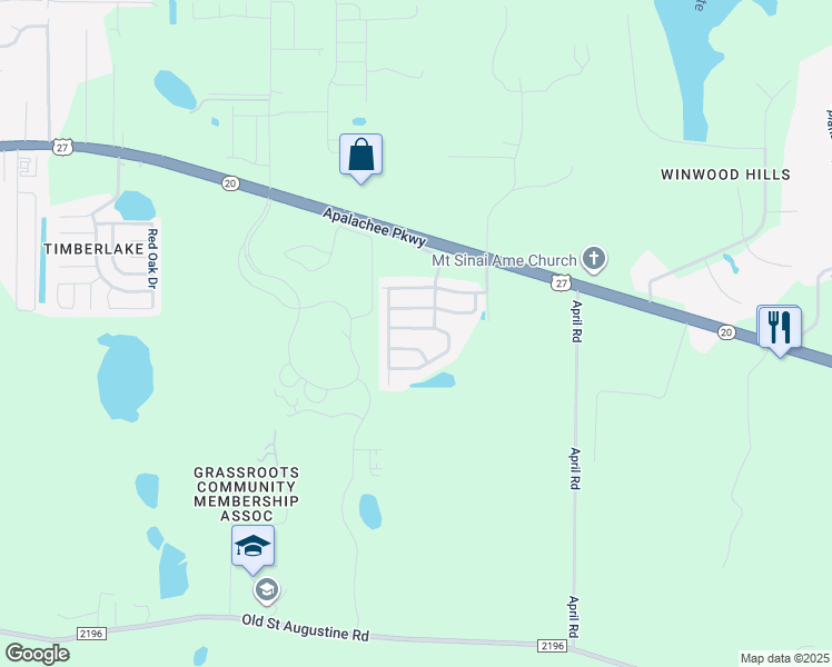 map of restaurants, bars, coffee shops, grocery stores, and more near 5447 Hampton Hill Circle in Tallahassee