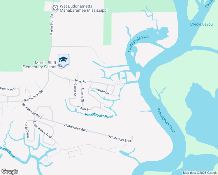 map of restaurants, bars, coffee shops, grocery stores, and more near 5612 James Street in Gautier