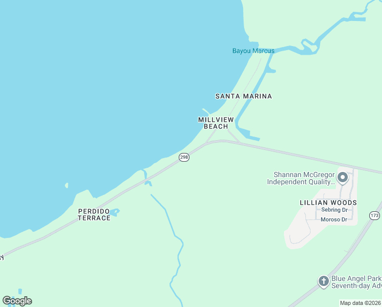 map of restaurants, bars, coffee shops, grocery stores, and more near 9541 Lillian Highway in Pensacola