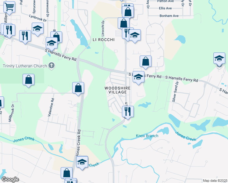 map of restaurants, bars, coffee shops, grocery stores, and more near 3273 King Bradford Drive in Baton Rouge