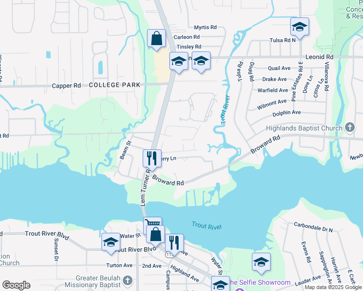 map of restaurants, bars, coffee shops, grocery stores, and more near 10322 Riverwalk Court in Jacksonville