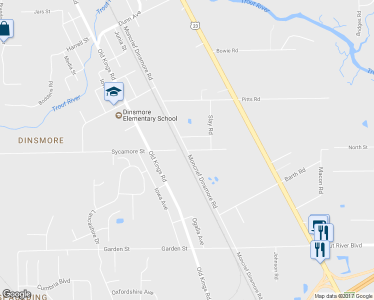 map of restaurants, bars, coffee shops, grocery stores, and more near 10337 Moncrief Dinsmore Road in Jacksonville