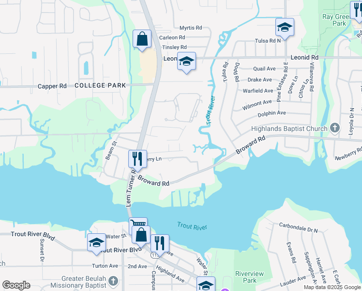 map of restaurants, bars, coffee shops, grocery stores, and more near 10317 Marsh Edge Court in Jacksonville
