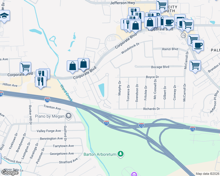map of restaurants, bars, coffee shops, grocery stores, and more near 2713 Cedar Lodge Drive in Baton Rouge