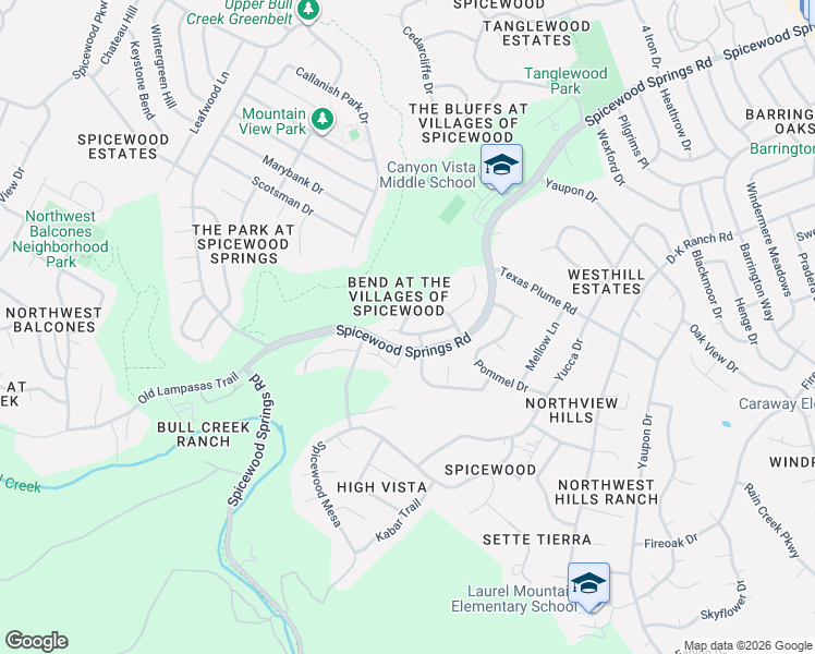 map of restaurants, bars, coffee shops, grocery stores, and more near 8504 Sweetness Lane in Austin