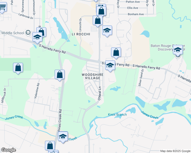 map of restaurants, bars, coffee shops, grocery stores, and more near 16072 Derby Avenue in Baton Rouge