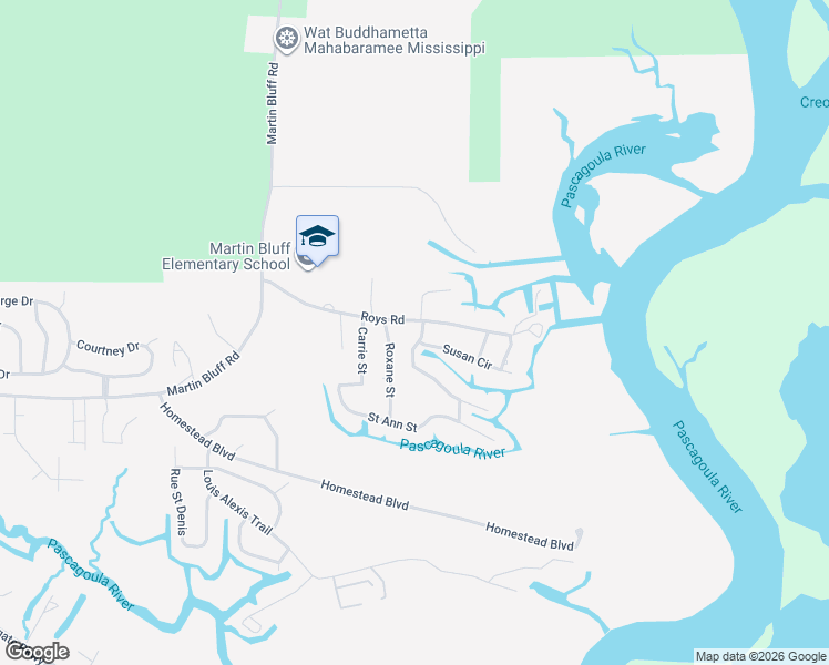 map of restaurants, bars, coffee shops, grocery stores, and more near 913 Roys Road in Gautier