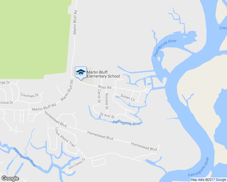 map of restaurants, bars, coffee shops, grocery stores, and more near 913 Roys Road in Gautier