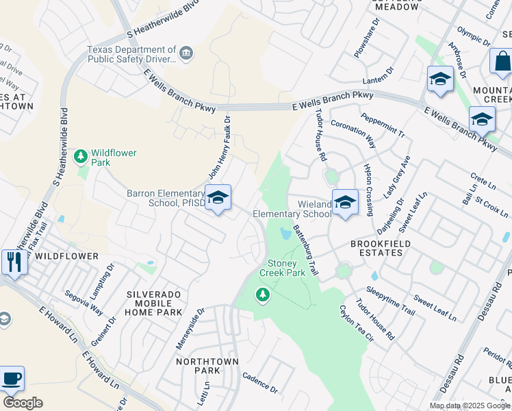 map of restaurants, bars, coffee shops, grocery stores, and more near 14524B Charles Dickens Drive in Pflugerville