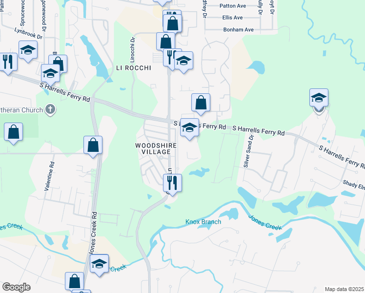 map of restaurants, bars, coffee shops, grocery stores, and more near 16166 South Harrells Ferry Road in Baton Rouge