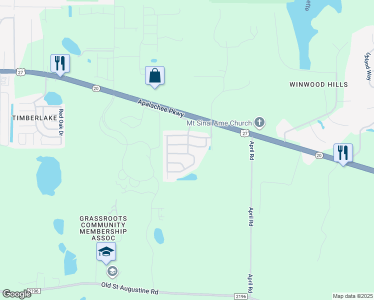 map of restaurants, bars, coffee shops, grocery stores, and more near 5447 Hampton Hill Circle in Tallahassee