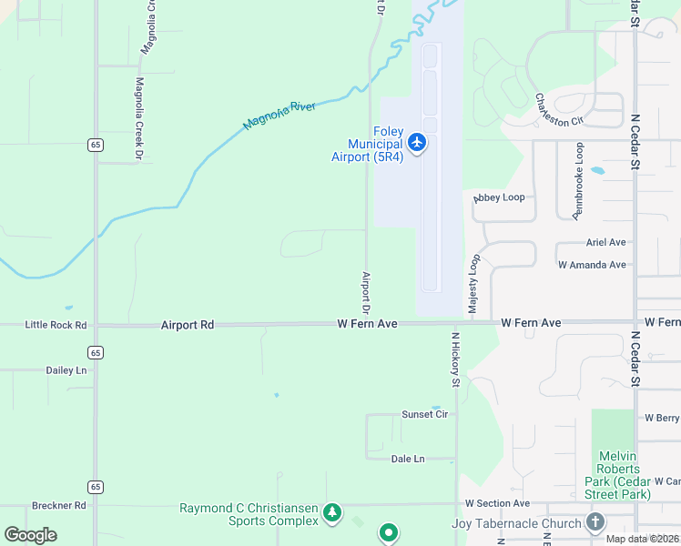 map of restaurants, bars, coffee shops, grocery stores, and more near 111 Airport Drive in Foley