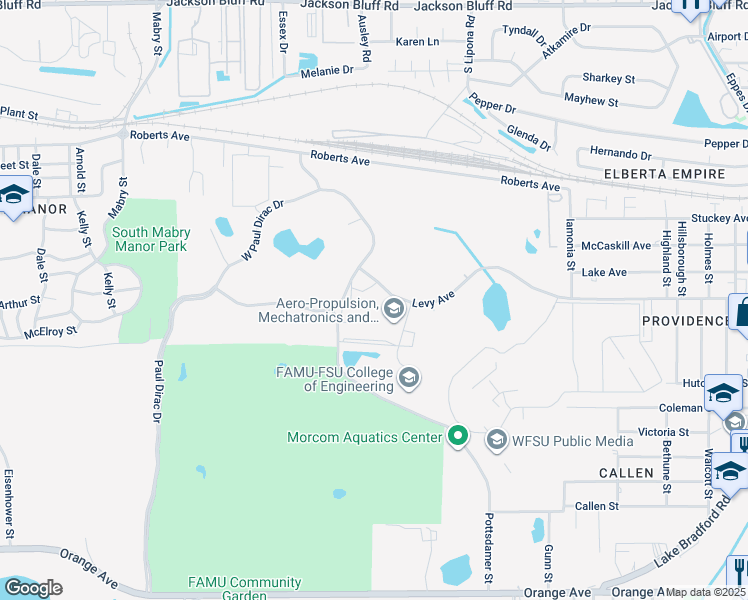 map of restaurants, bars, coffee shops, grocery stores, and more near 2005 Levy Avenue in Tallahassee
