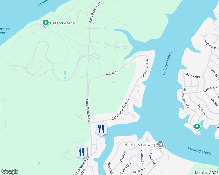 map of restaurants, bars, coffee shops, grocery stores, and more near 1004 Cat Hollow Club Drive in Briarcliff