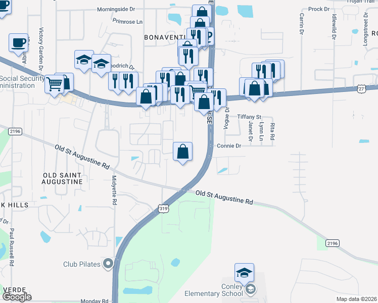 map of restaurants, bars, coffee shops, grocery stores, and more near 1676 Capital Circle Southeast in Tallahassee