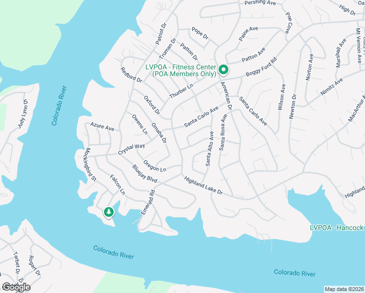map of restaurants, bars, coffee shops, grocery stores, and more near 21648 Boggy Ford Road in Lago Vista