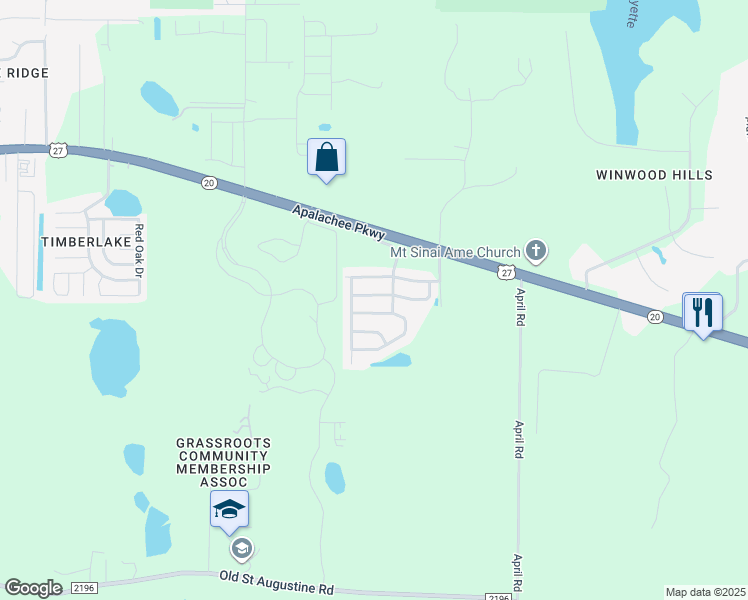 map of restaurants, bars, coffee shops, grocery stores, and more near 5515 Hampton Woods Way in Tallahassee