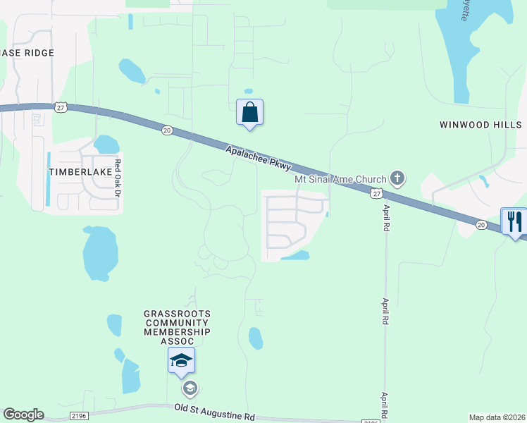 map of restaurants, bars, coffee shops, grocery stores, and more near 2862 Hampton Meadow Drive in Tallahassee