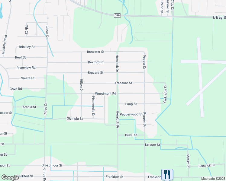map of restaurants, bars, coffee shops, grocery stores, and more near 7519 Woodmont Road in Navarre