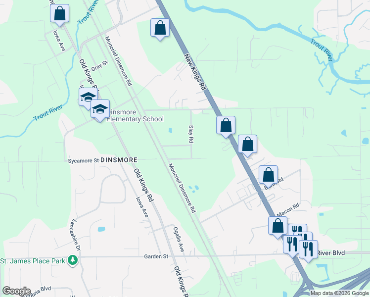 map of restaurants, bars, coffee shops, grocery stores, and more near 6945 Hunnicutt Lane in Jacksonville