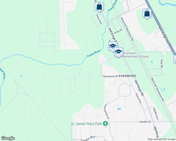 map of restaurants, bars, coffee shops, grocery stores, and more near 7411 Sycamore Street in Jacksonville