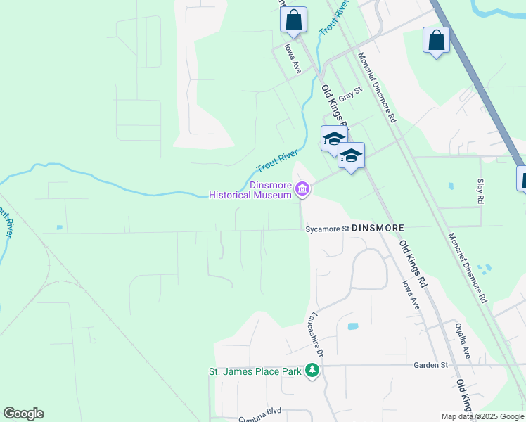 map of restaurants, bars, coffee shops, grocery stores, and more near 7411 Sycamore Street in Jacksonville