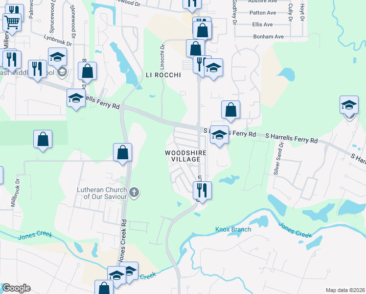 map of restaurants, bars, coffee shops, grocery stores, and more near 15912 Manchester Avenue in Baton Rouge