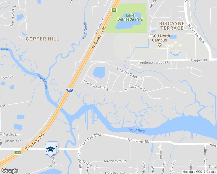 map of restaurants, bars, coffee shops, grocery stores, and more near 10332 Marsh Hawk Drive in Jacksonville