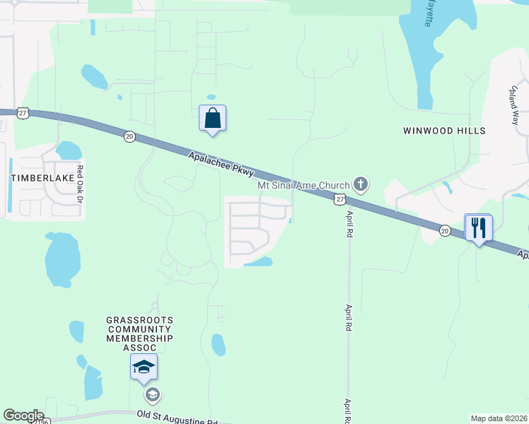 map of restaurants, bars, coffee shops, grocery stores, and more near 5056 Hampton Ridge Avenue in Tallahassee