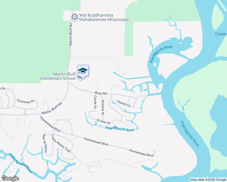 map of restaurants, bars, coffee shops, grocery stores, and more near 5544-5798 Dead River Road in Gautier