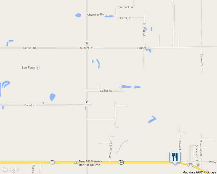 map of restaurants, bars, coffee shops, grocery stores, and more near 33175 Collier Road in Lillian