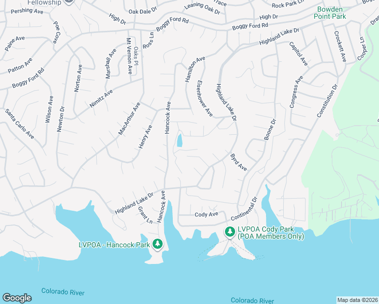 map of restaurants, bars, coffee shops, grocery stores, and more near 20410 Doolittle Cove in Lago Vista