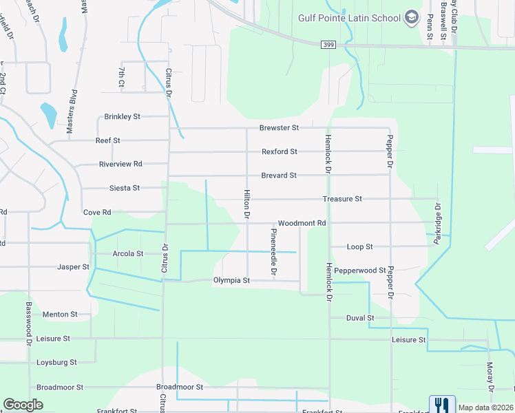 map of restaurants, bars, coffee shops, grocery stores, and more near 7409 Treasure Street in Navarre
