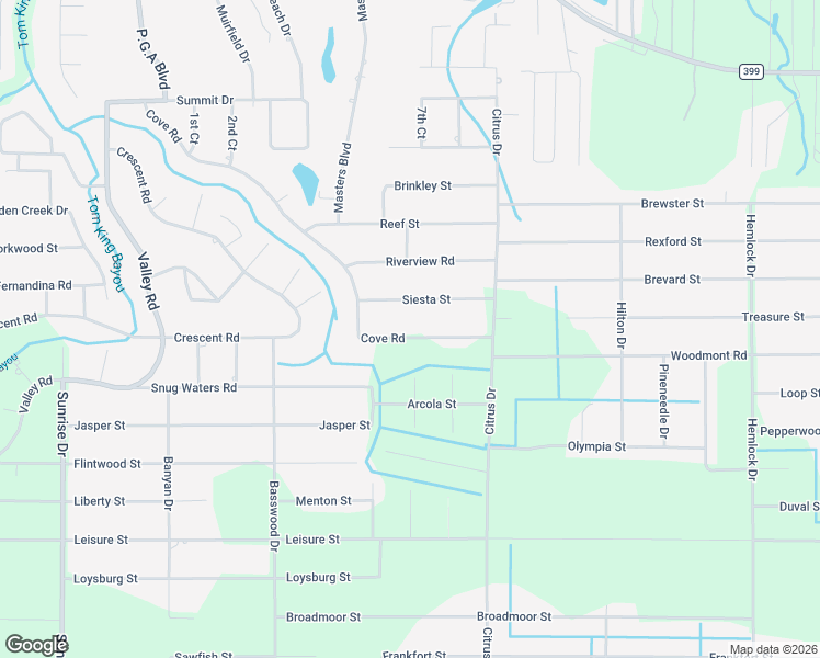 map of restaurants, bars, coffee shops, grocery stores, and more near 2424 Cove Road in Navarre